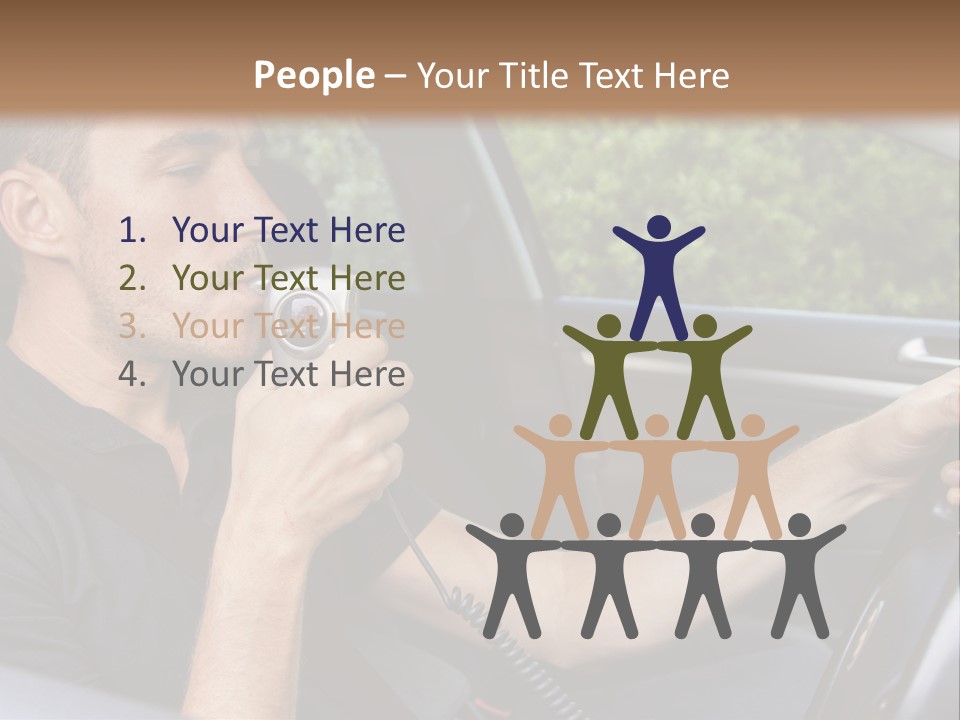 A Man Sitting In A Car Holding A Camera PowerPoint Template