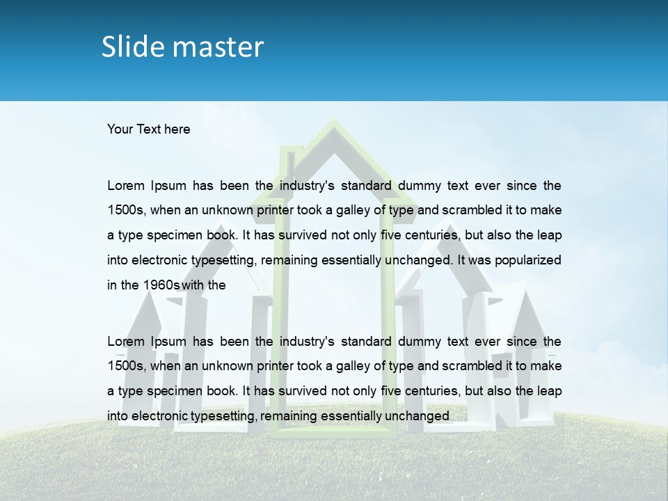 A Green And White House On Top Of A Green Hill PowerPoint Template