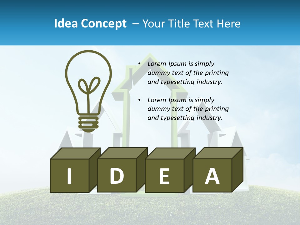 A Green And White House On Top Of A Green Hill PowerPoint Template