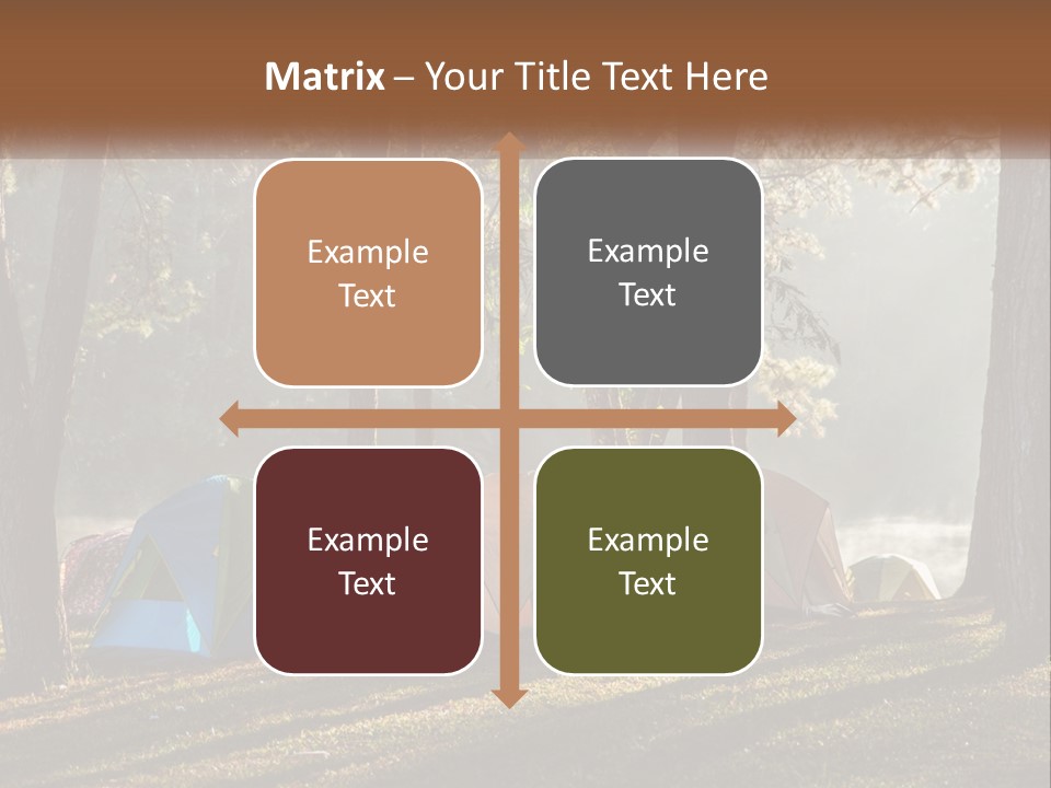 A Group Of Tents In The Woods With A Lake In The Background PowerPoint Template