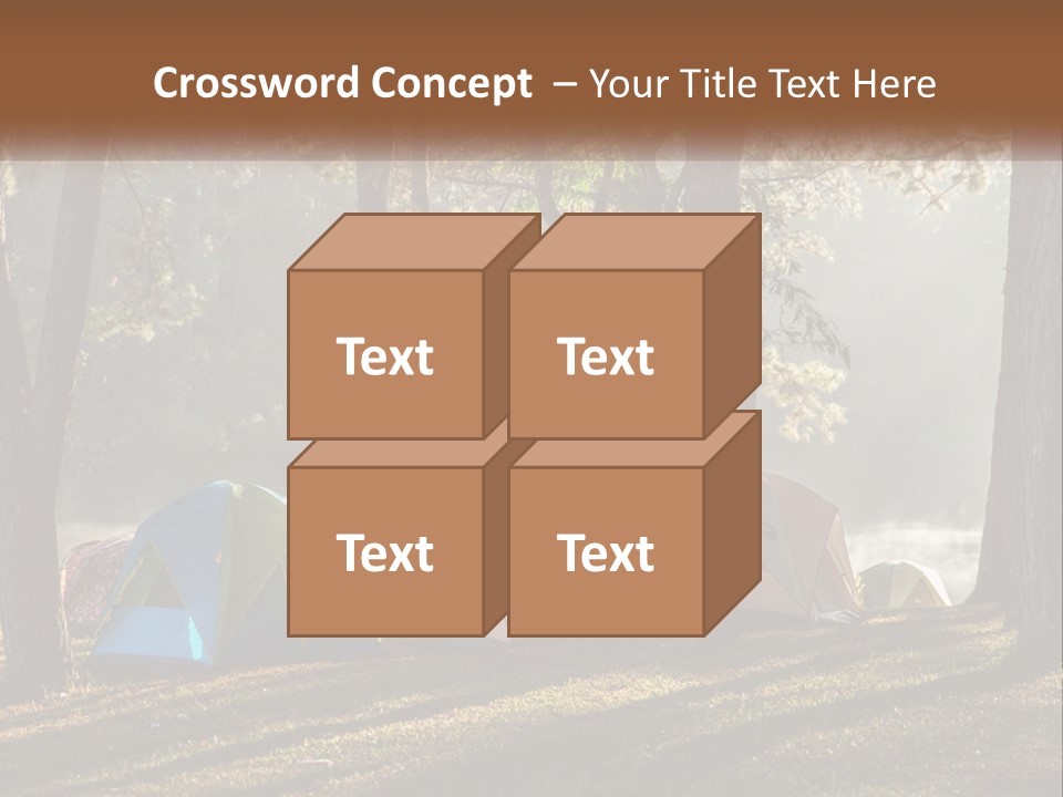 A Group Of Tents In The Woods With A Lake In The Background PowerPoint Template