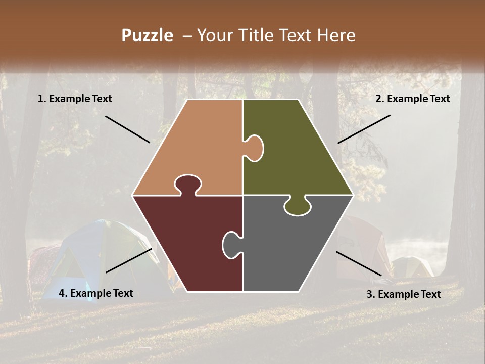 A Group Of Tents In The Woods With A Lake In The Background PowerPoint Template