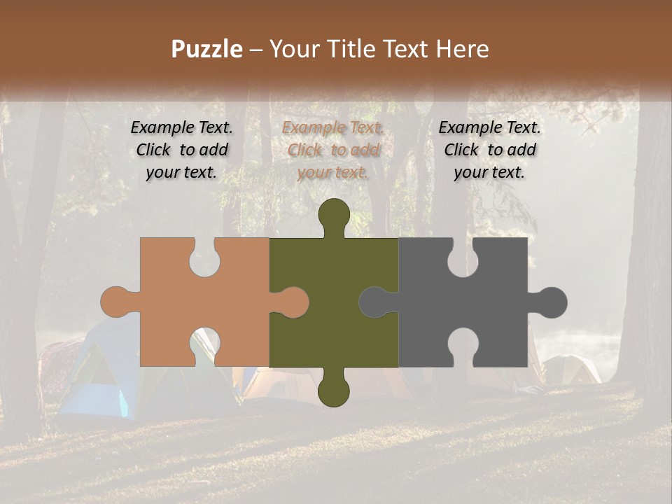 A Group Of Tents In The Woods With A Lake In The Background PowerPoint Template
