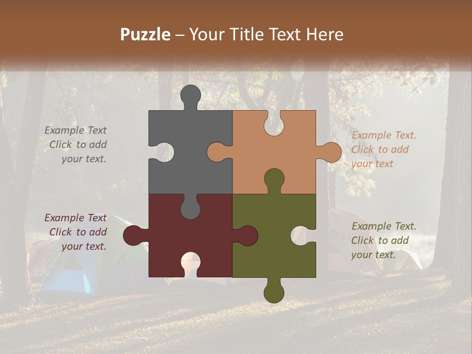 A Group Of Tents In The Woods With A Lake In The Background PowerPoint Template