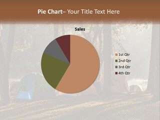 A Group Of Tents In The Woods With A Lake In The Background PowerPoint Template