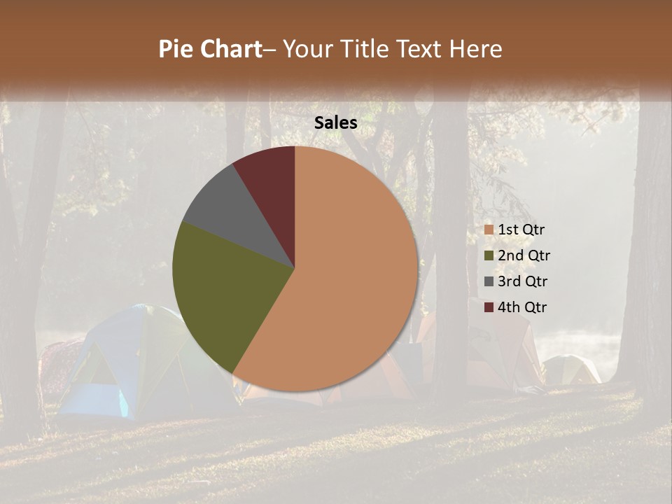 A Group Of Tents In The Woods With A Lake In The Background PowerPoint Template