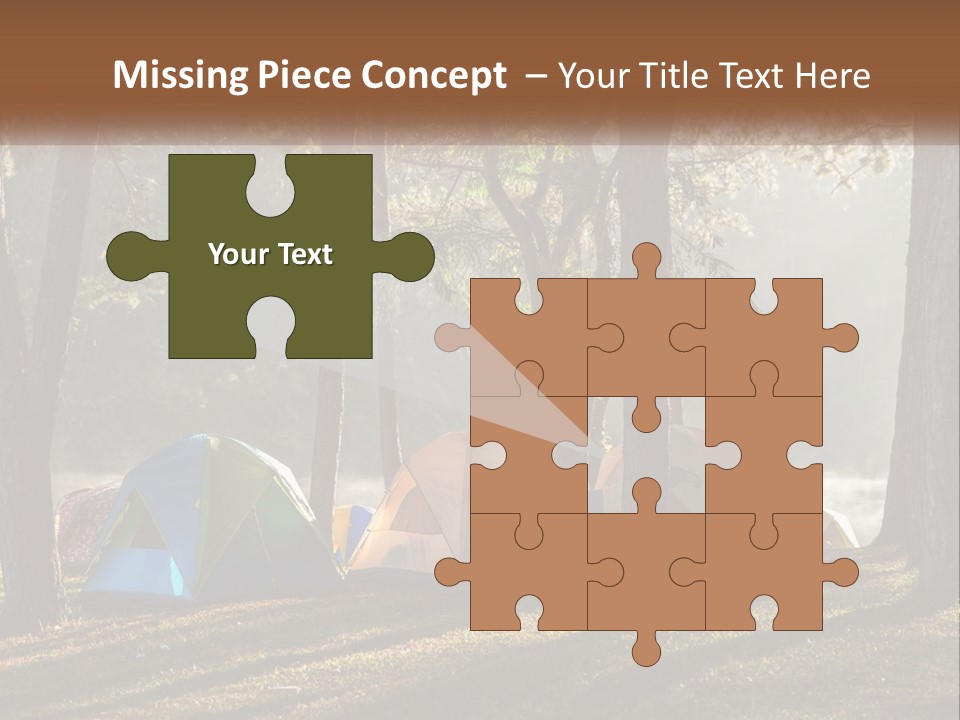 A Group Of Tents In The Woods With A Lake In The Background PowerPoint Template