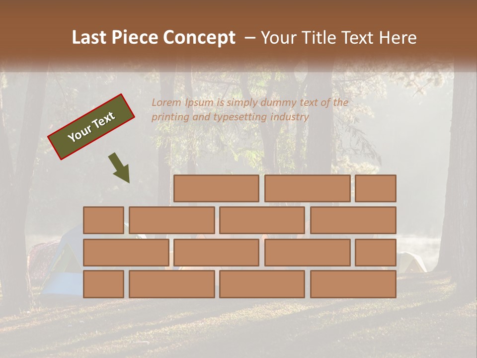 A Group Of Tents In The Woods With A Lake In The Background PowerPoint Template
