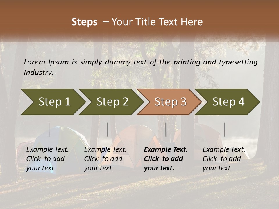 A Group Of Tents In The Woods With A Lake In The Background PowerPoint Template