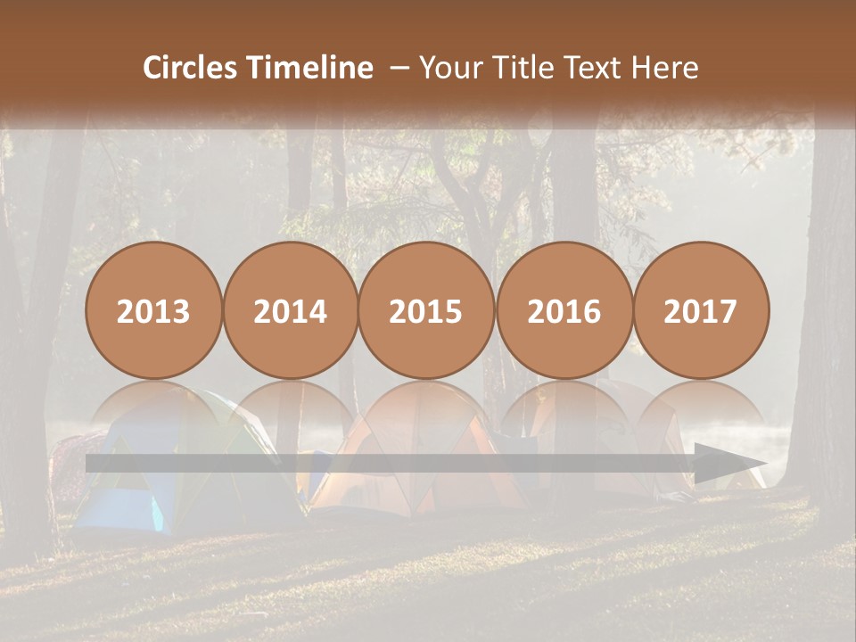 A Group Of Tents In The Woods With A Lake In The Background PowerPoint Template