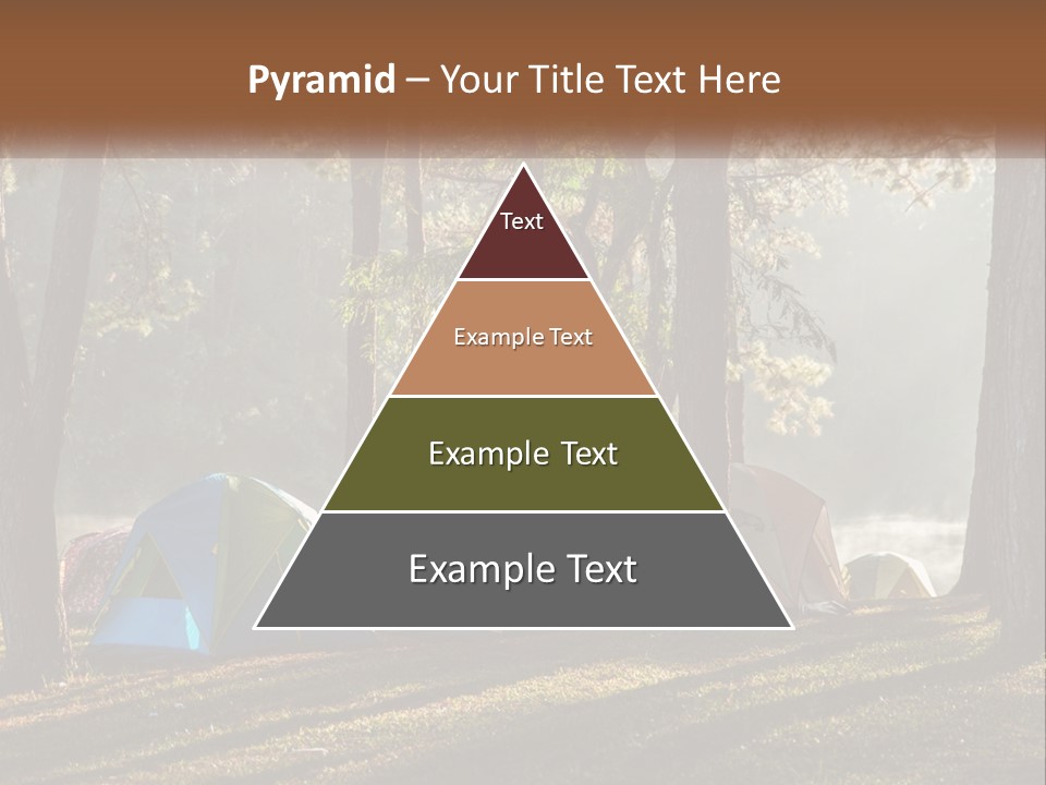 A Group Of Tents In The Woods With A Lake In The Background PowerPoint Template