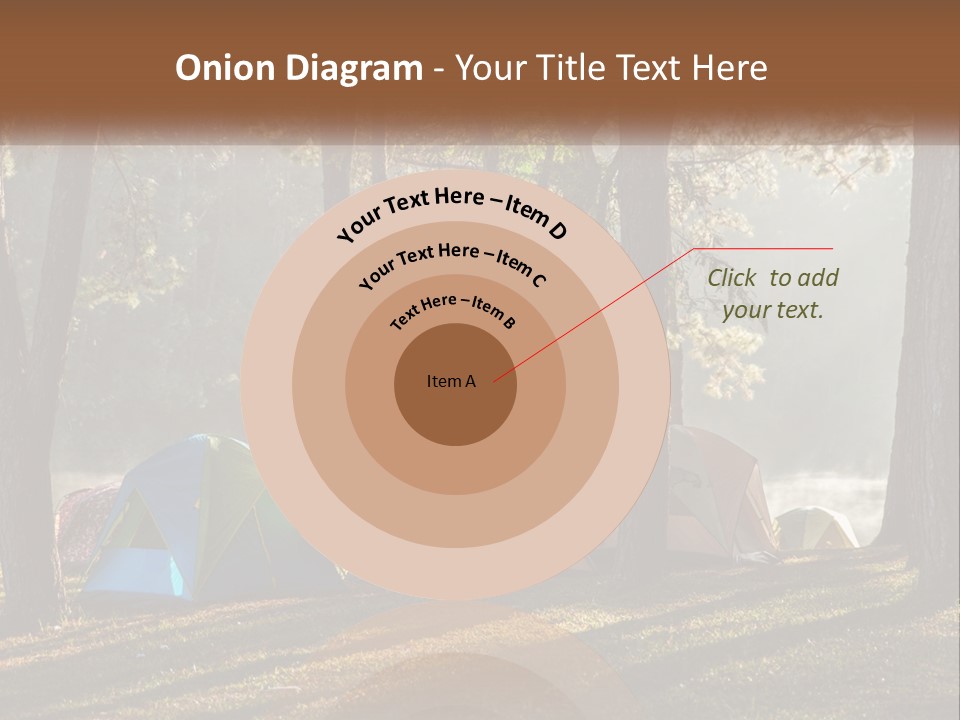 A Group Of Tents In The Woods With A Lake In The Background PowerPoint Template