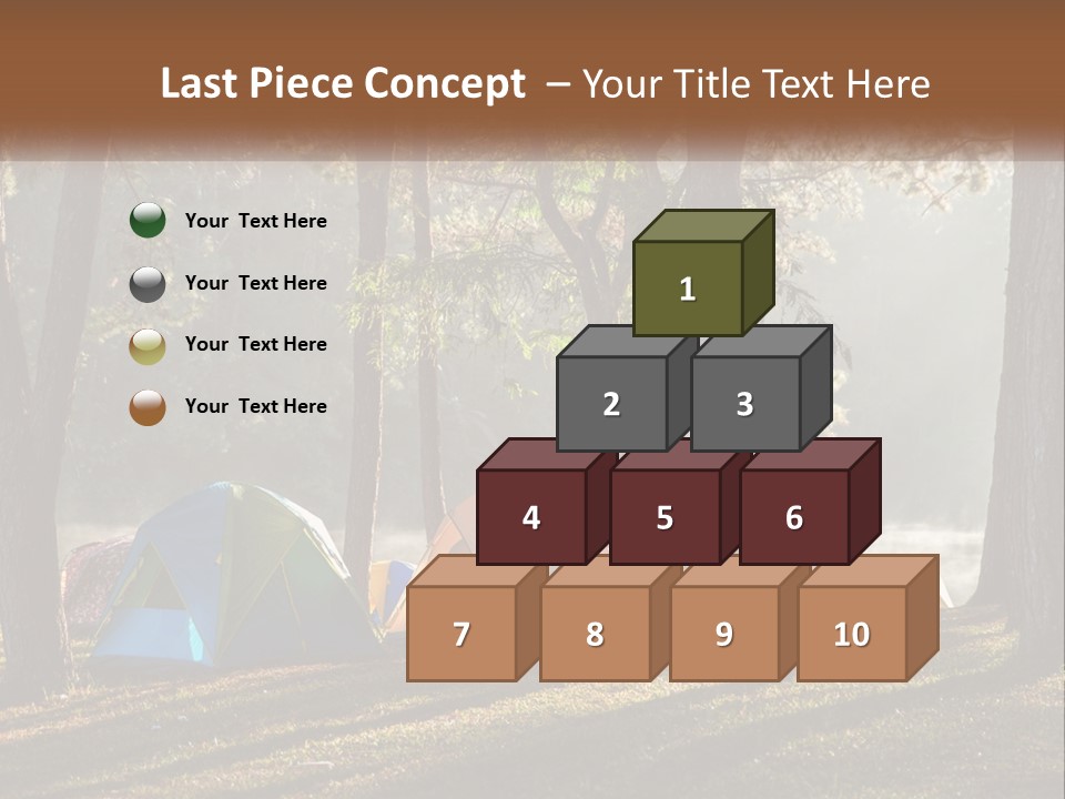 A Group Of Tents In The Woods With A Lake In The Background PowerPoint Template