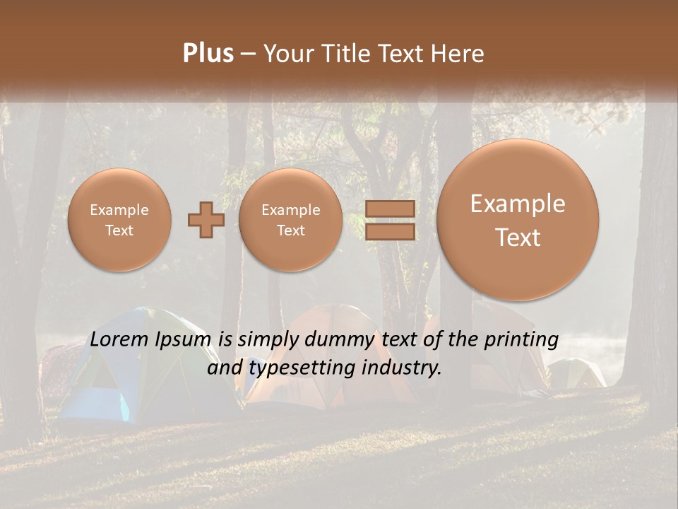 A Group Of Tents In The Woods With A Lake In The Background PowerPoint Template