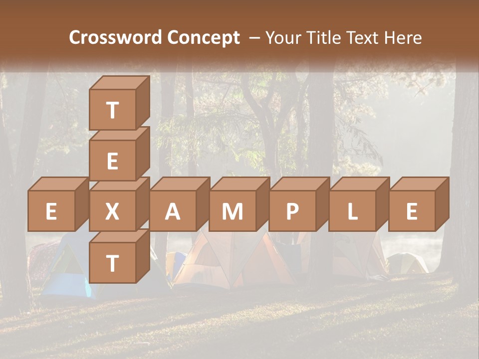 A Group Of Tents In The Woods With A Lake In The Background PowerPoint Template