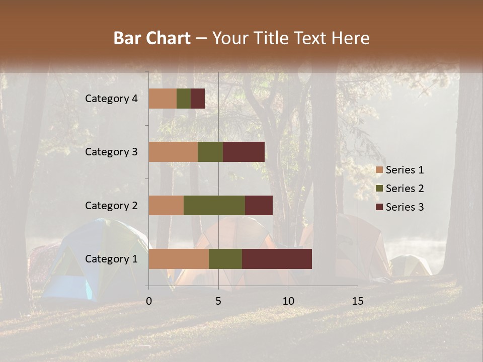 A Group Of Tents In The Woods With A Lake In The Background PowerPoint Template