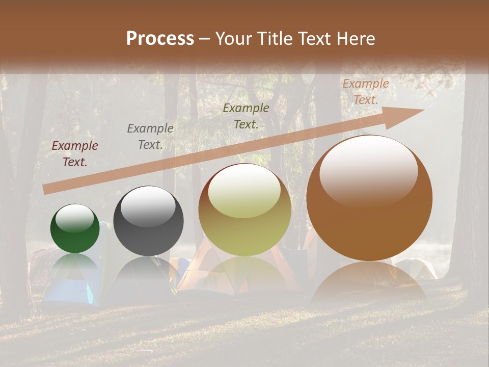 A Group Of Tents In The Woods With A Lake In The Background PowerPoint Template