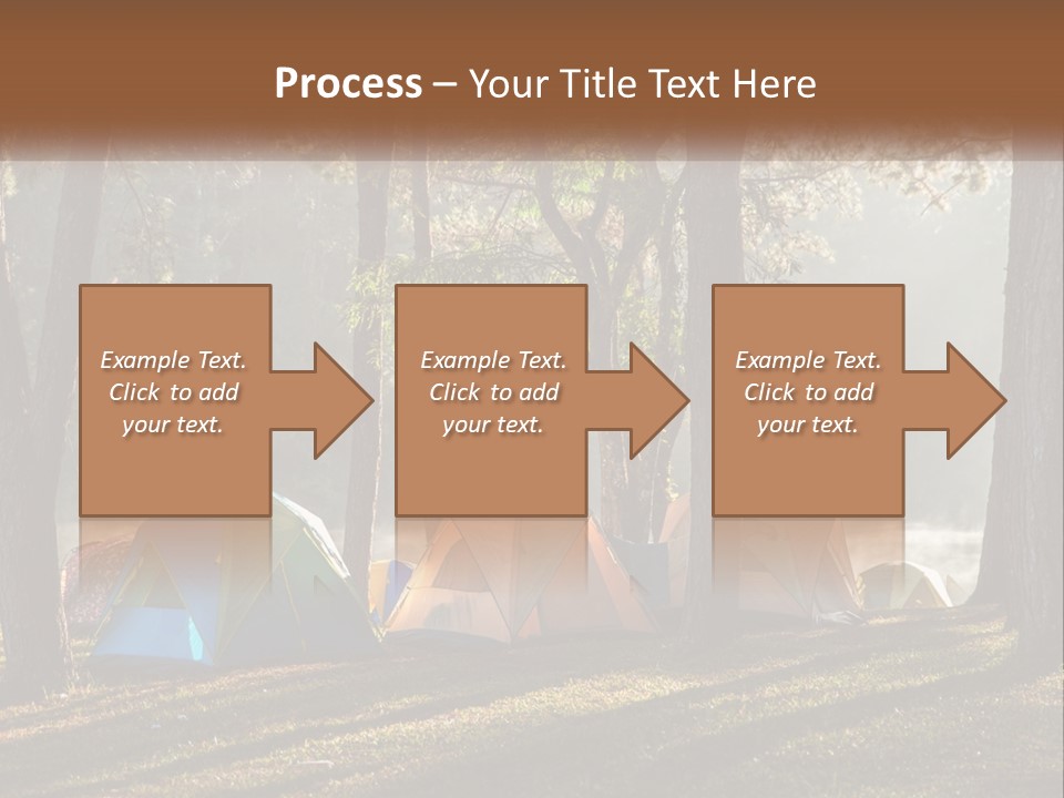 A Group Of Tents In The Woods With A Lake In The Background PowerPoint Template