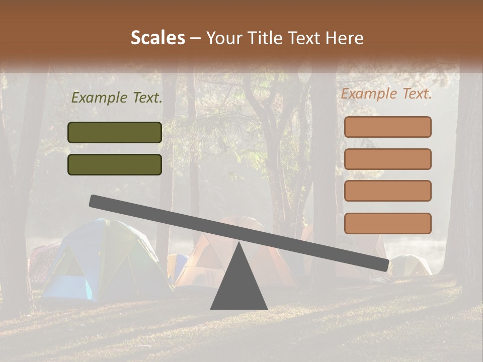 A Group Of Tents In The Woods With A Lake In The Background PowerPoint Template