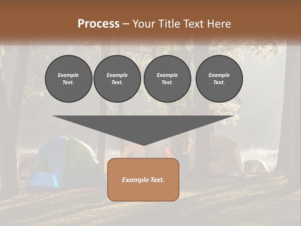 A Group Of Tents In The Woods With A Lake In The Background PowerPoint Template