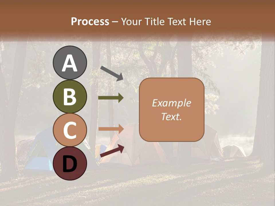 A Group Of Tents In The Woods With A Lake In The Background PowerPoint Template