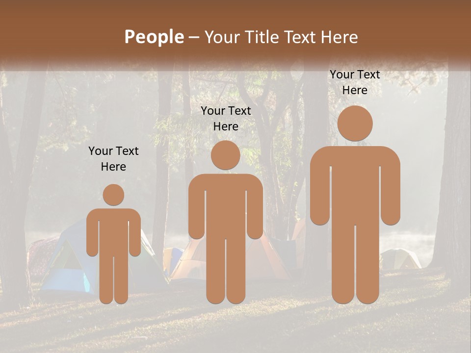 A Group Of Tents In The Woods With A Lake In The Background PowerPoint Template