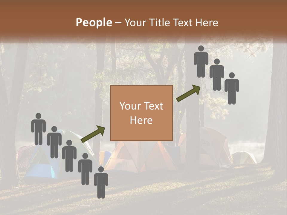 A Group Of Tents In The Woods With A Lake In The Background PowerPoint Template