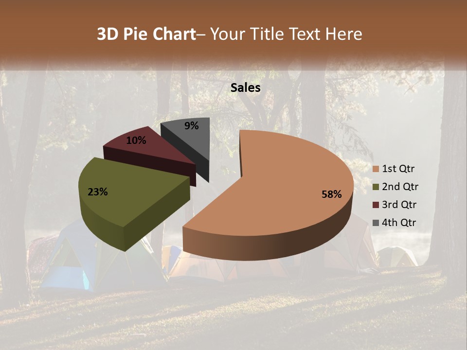 A Group Of Tents In The Woods With A Lake In The Background PowerPoint Template