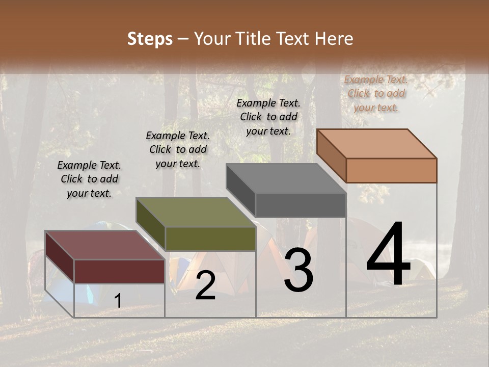 A Group Of Tents In The Woods With A Lake In The Background PowerPoint Template
