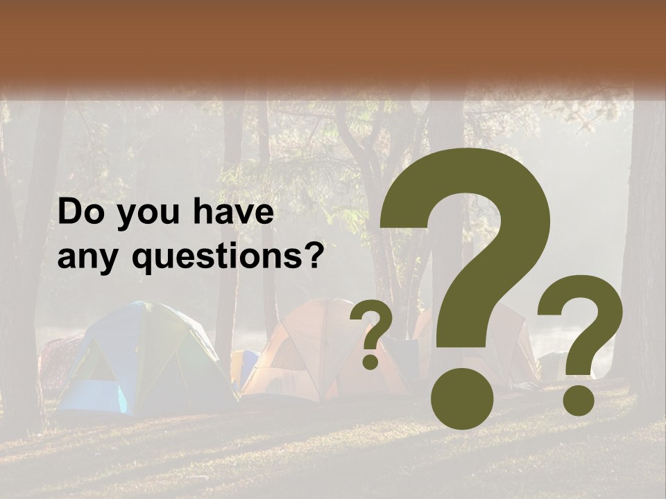 A Group Of Tents In The Woods With A Lake In The Background PowerPoint Template