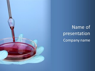 A Red Liquid In A Bowl With Gloves On It PowerPoint Template