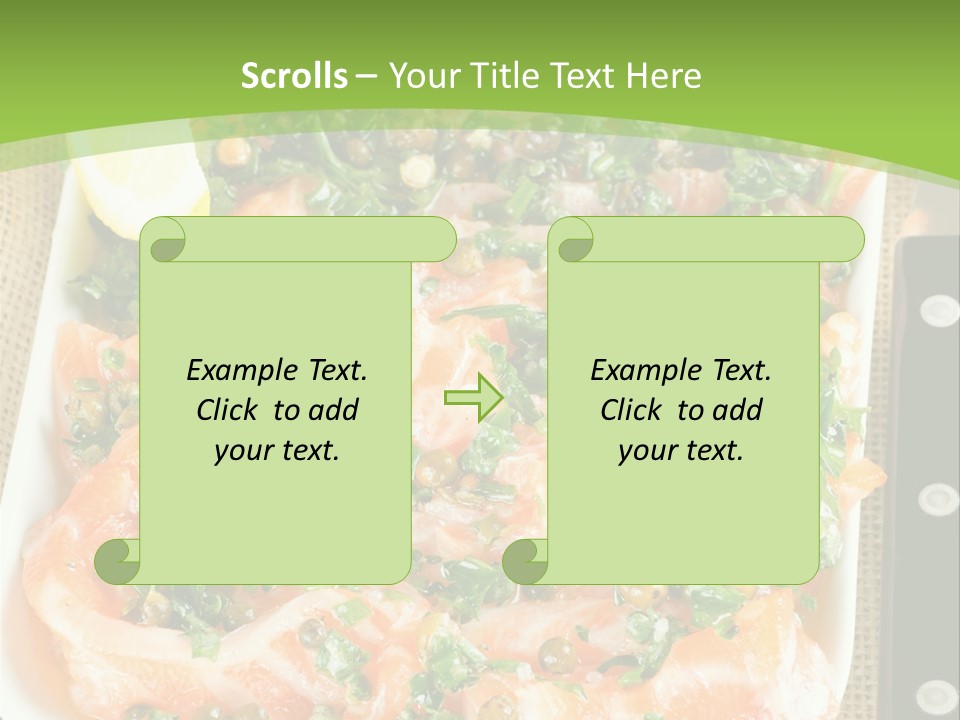 A Plate Of Food On A Table With A Knife And Fork PowerPoint Template