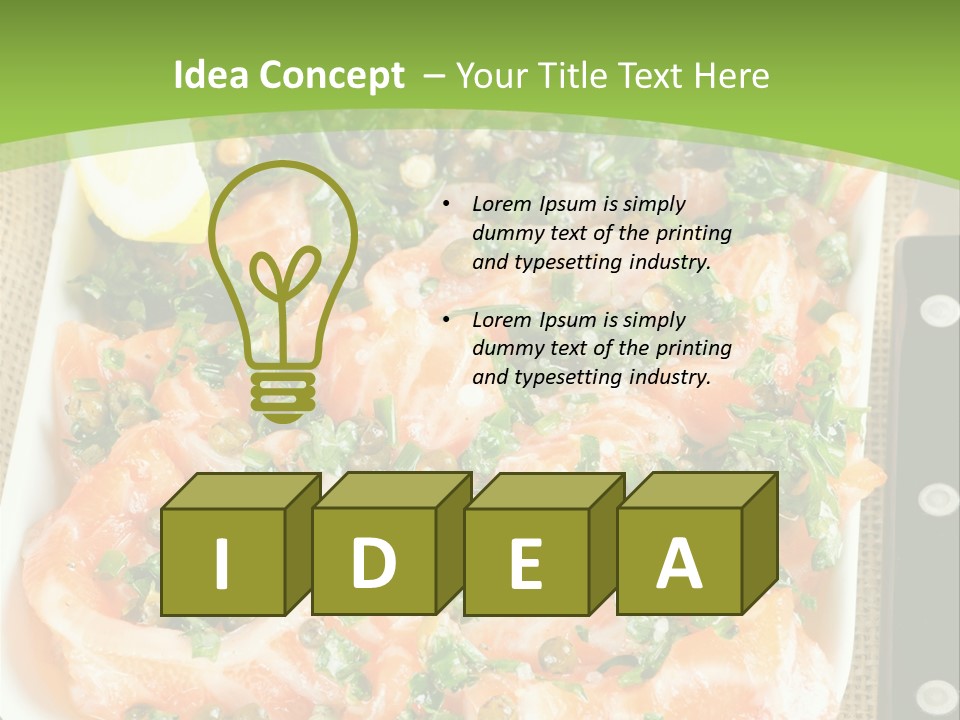 A Plate Of Food On A Table With A Knife And Fork PowerPoint Template