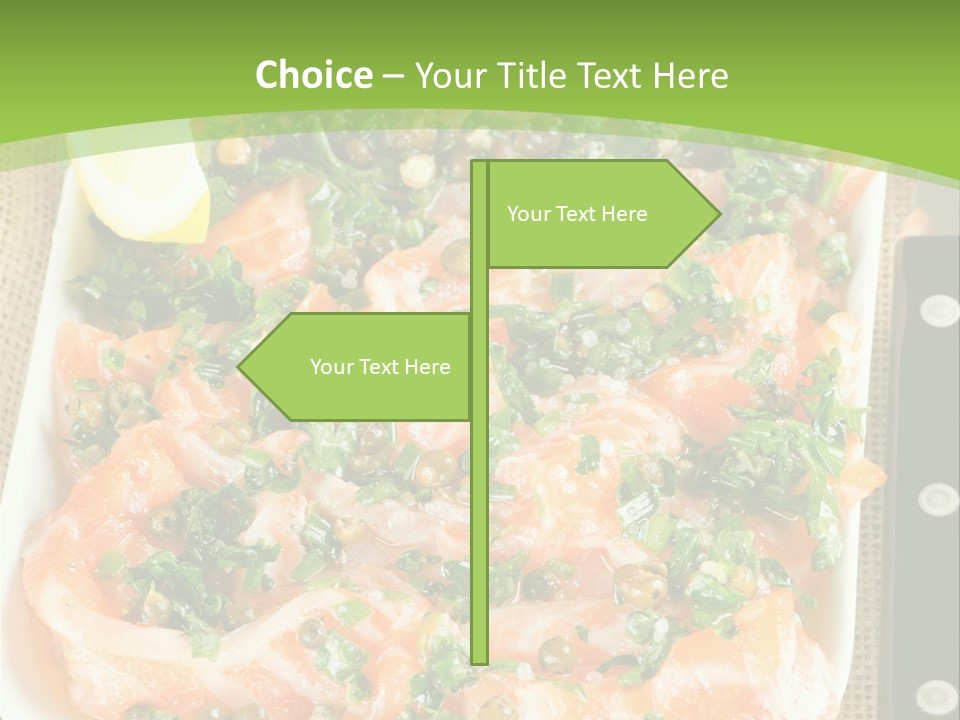 A Plate Of Food On A Table With A Knife And Fork PowerPoint Template