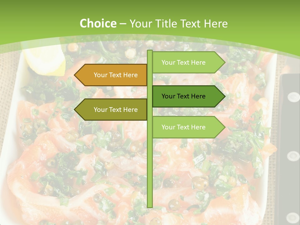 A Plate Of Food On A Table With A Knife And Fork PowerPoint Template