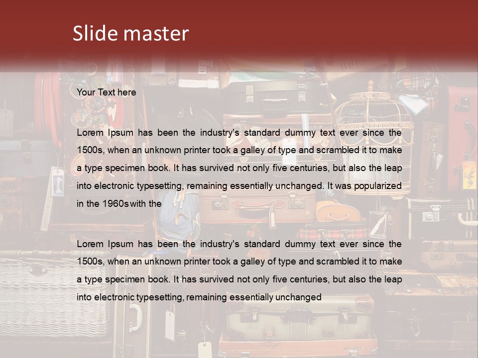 A Pile Of Suitcases With A Name Of Presentation PowerPoint Template