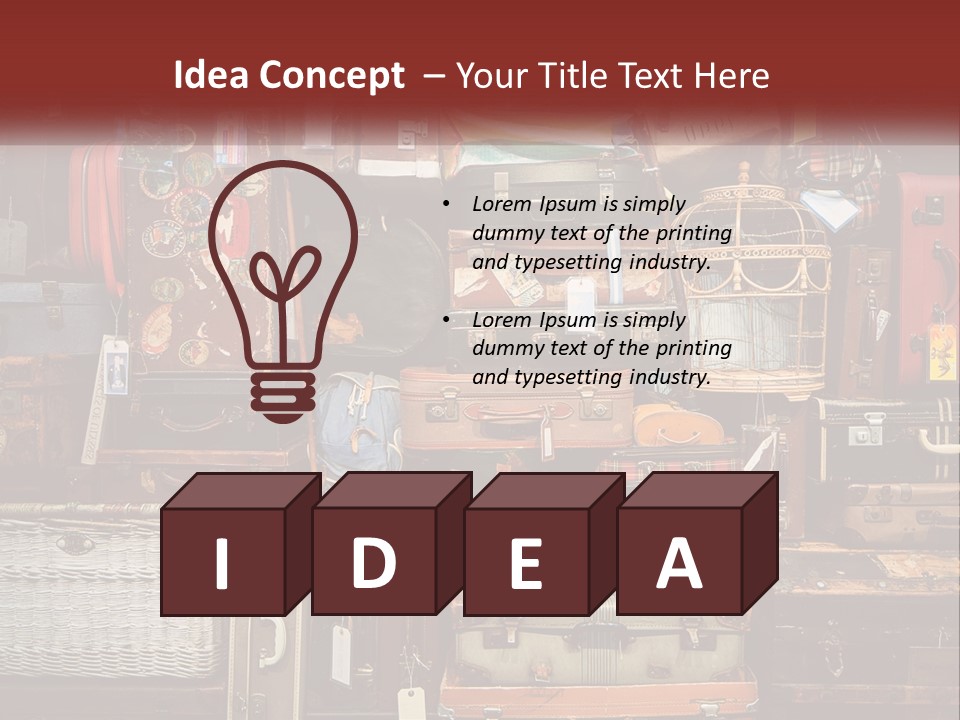 A Pile Of Suitcases With A Name Of Presentation PowerPoint Template