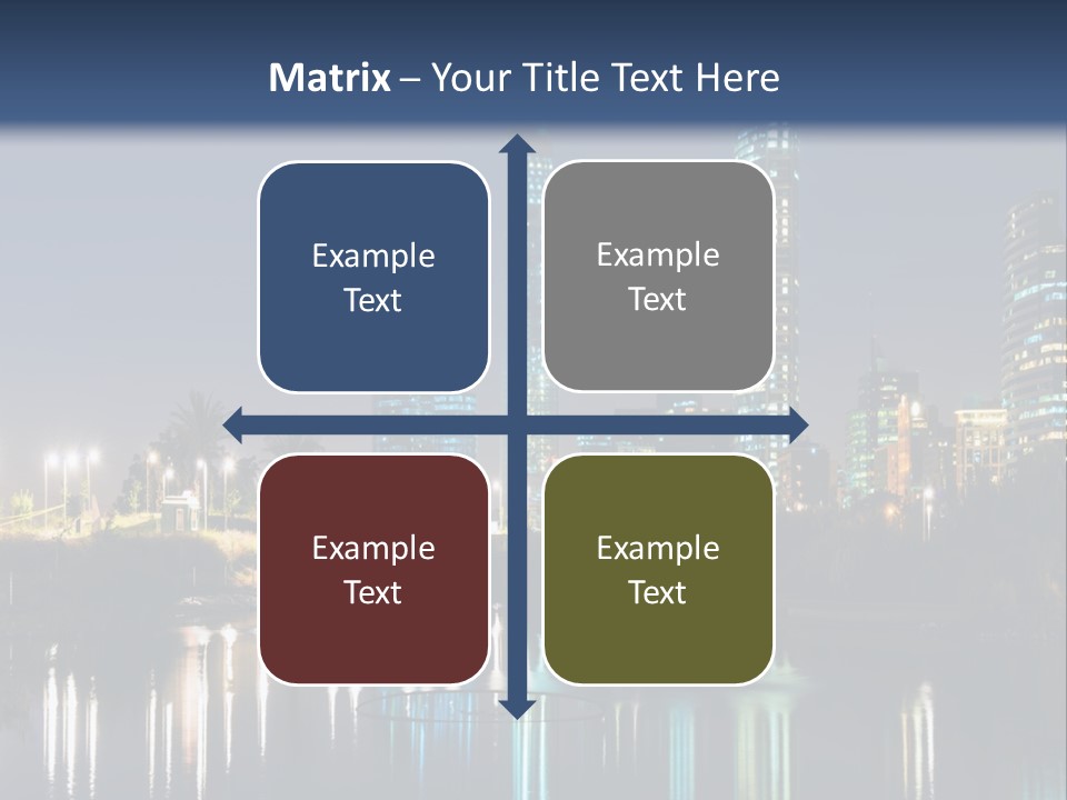 A City At Night With The Lights Of Skyscrapers Reflected In The Water PowerPoint Template
