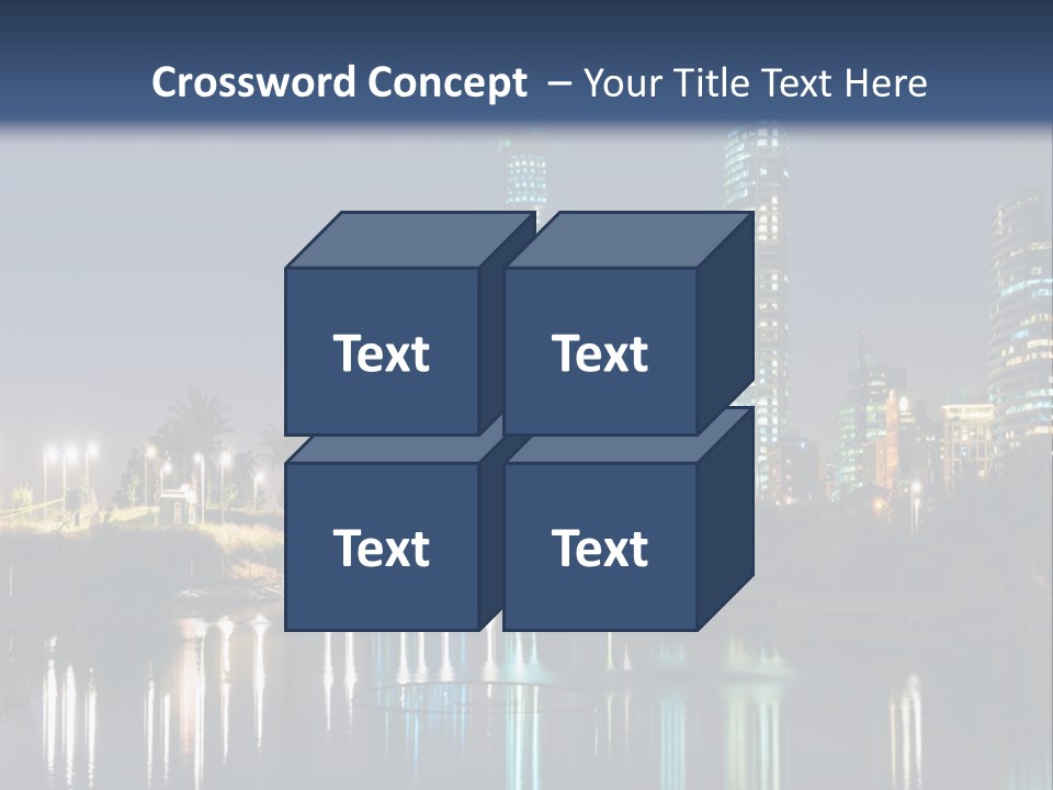 A City At Night With The Lights Of Skyscrapers Reflected In The Water PowerPoint Template