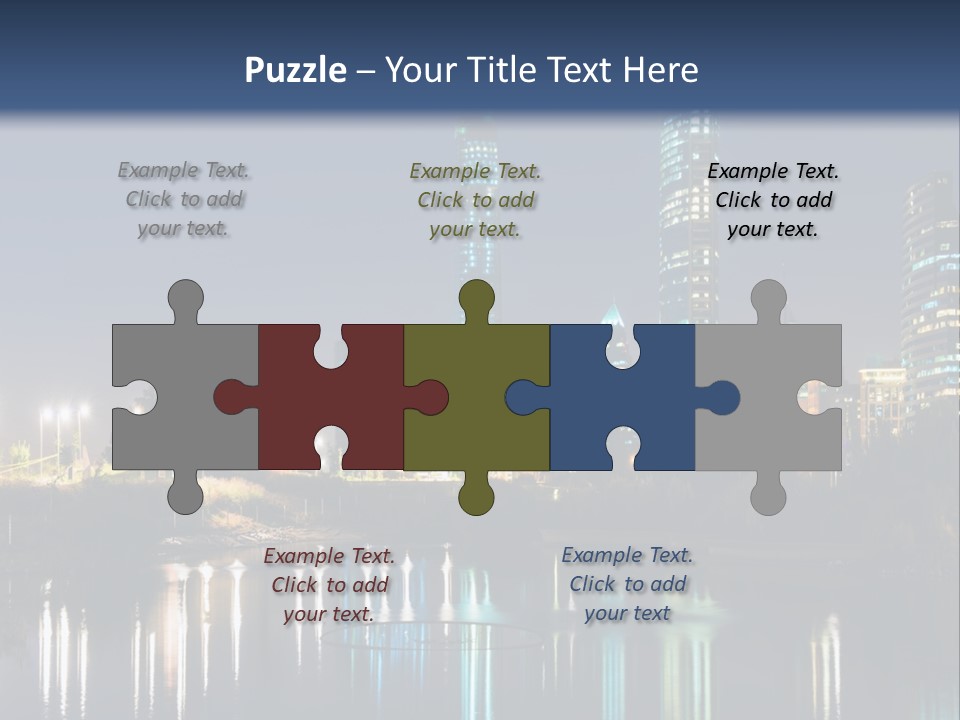 A City At Night With The Lights Of Skyscrapers Reflected In The Water PowerPoint Template