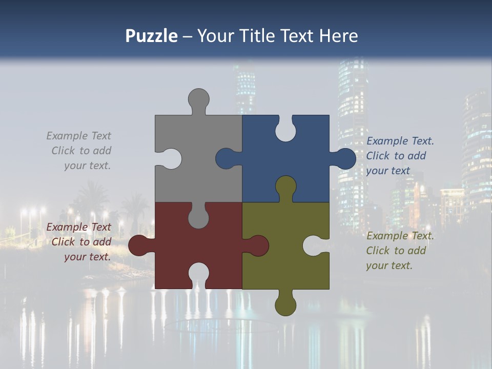 A City At Night With The Lights Of Skyscrapers Reflected In The Water PowerPoint Template
