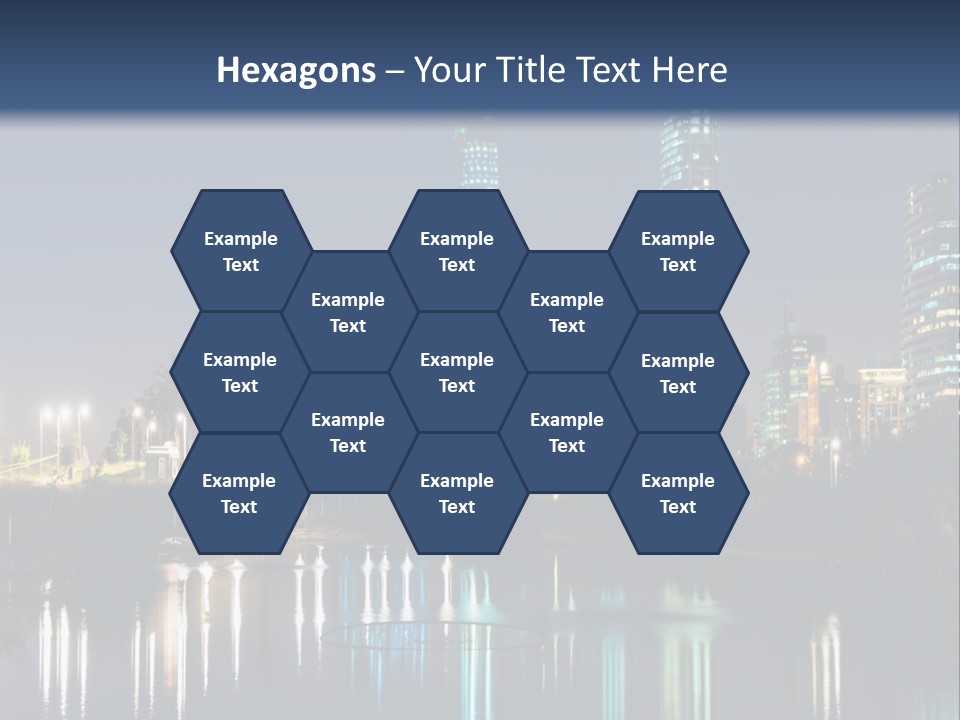 A City At Night With The Lights Of Skyscrapers Reflected In The Water PowerPoint Template