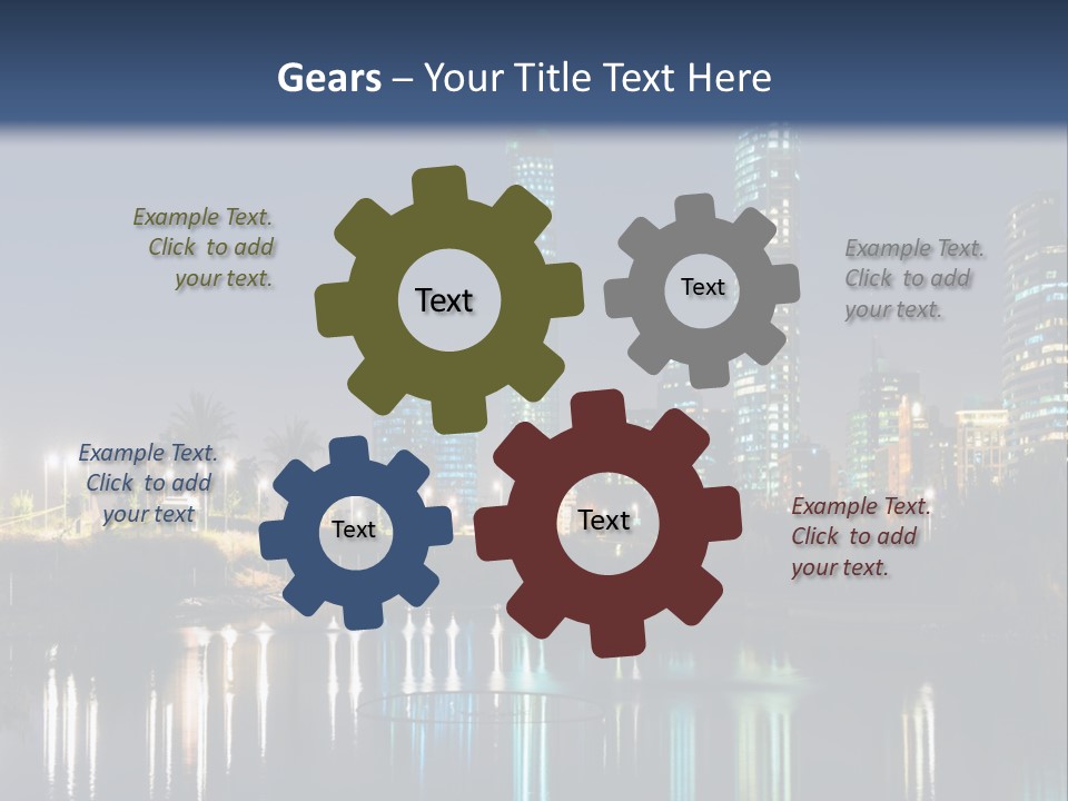 A City At Night With The Lights Of Skyscrapers Reflected In The Water PowerPoint Template