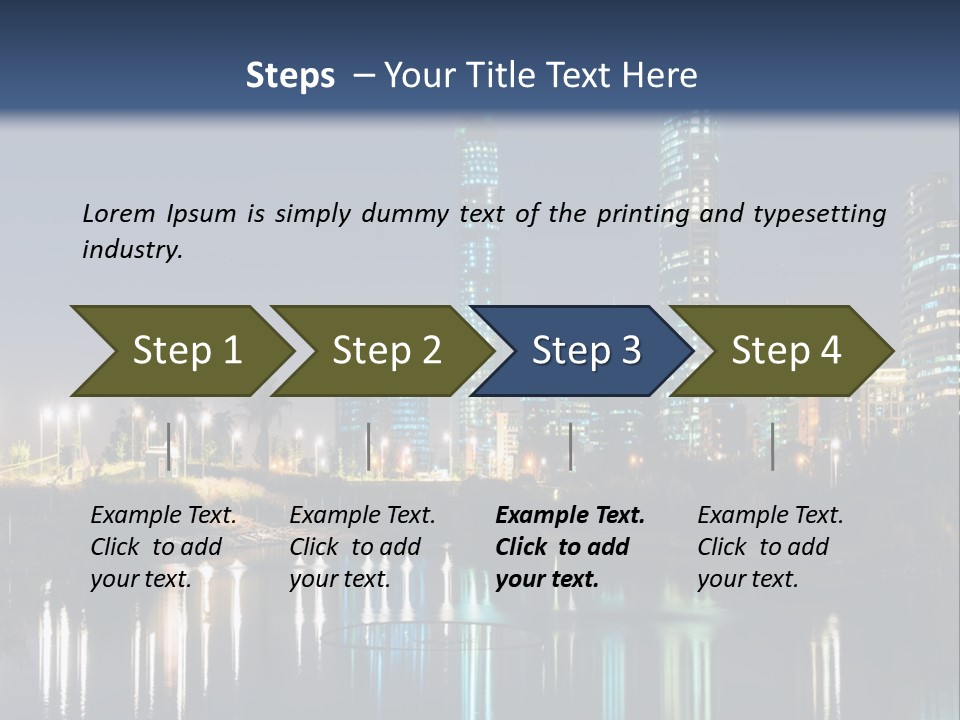 A City At Night With The Lights Of Skyscrapers Reflected In The Water PowerPoint Template