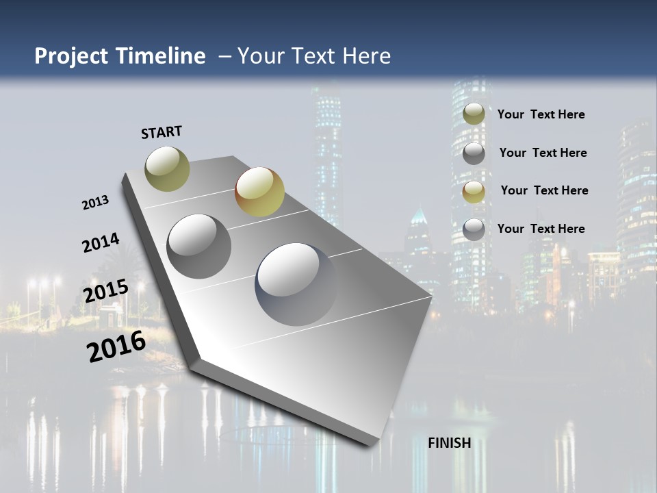 A City At Night With The Lights Of Skyscrapers Reflected In The Water PowerPoint Template