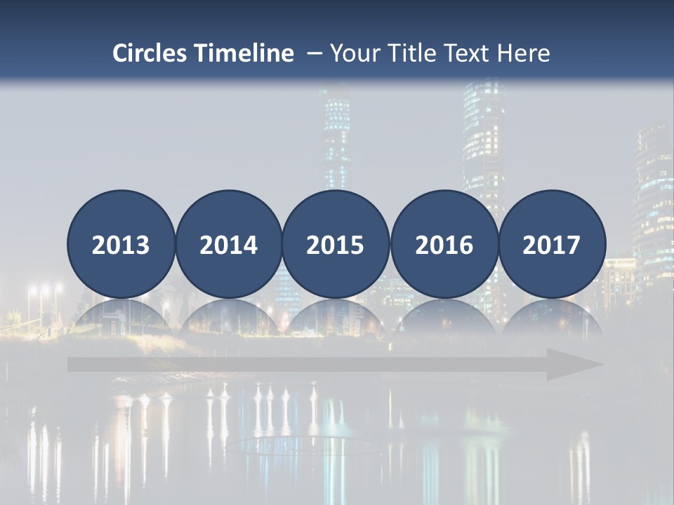 A City At Night With The Lights Of Skyscrapers Reflected In The Water PowerPoint Template
