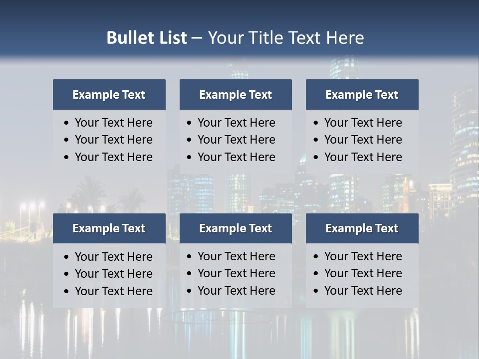 A City At Night With The Lights Of Skyscrapers Reflected In The Water PowerPoint Template