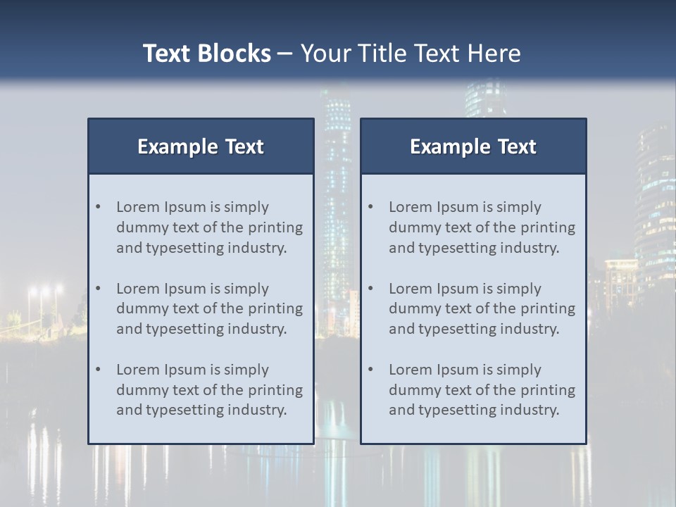A City At Night With The Lights Of Skyscrapers Reflected In The Water PowerPoint Template