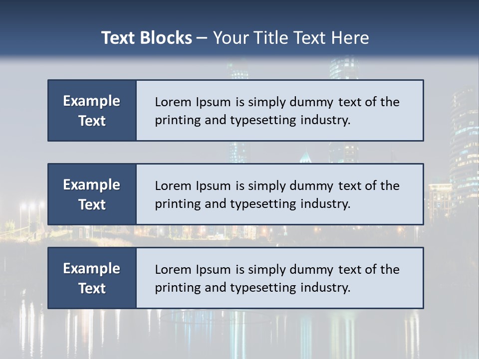 A City At Night With The Lights Of Skyscrapers Reflected In The Water PowerPoint Template