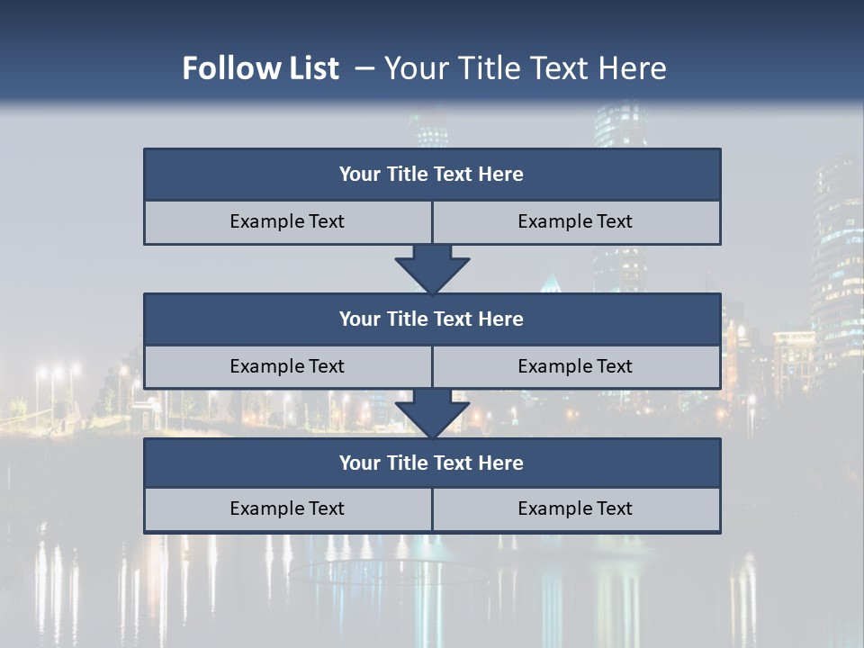 A City At Night With The Lights Of Skyscrapers Reflected In The Water PowerPoint Template